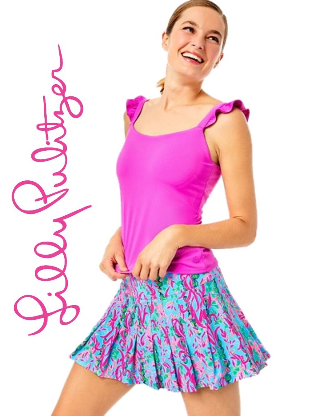 Lilly Pulitzer Luxletic Annora Pleated Skort - Seaweed Samba